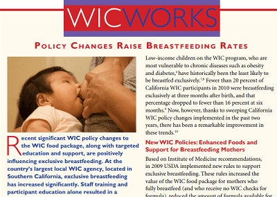 WIC WORKS: Policy Changes Raise Breastfeeding Rates