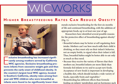WIC WORKS: Higher Breastfeeding Rates Can Reduce Obesity
